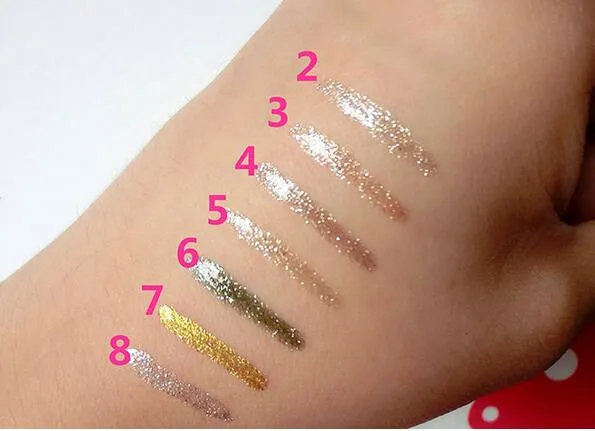 Bästsäljande ny glänsande ögonfodral glitter ögonskugga flytande lysande eyeliner bronzer guld shimmer smink gratis frakt