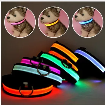 LED Nylon Pet Dog Collar Night Bezpieczeństwo Bezpieczeństwo Glow Flashing Dog Cat Collar LED Luminous Small Dogs Collars USB Akumulator 10szt