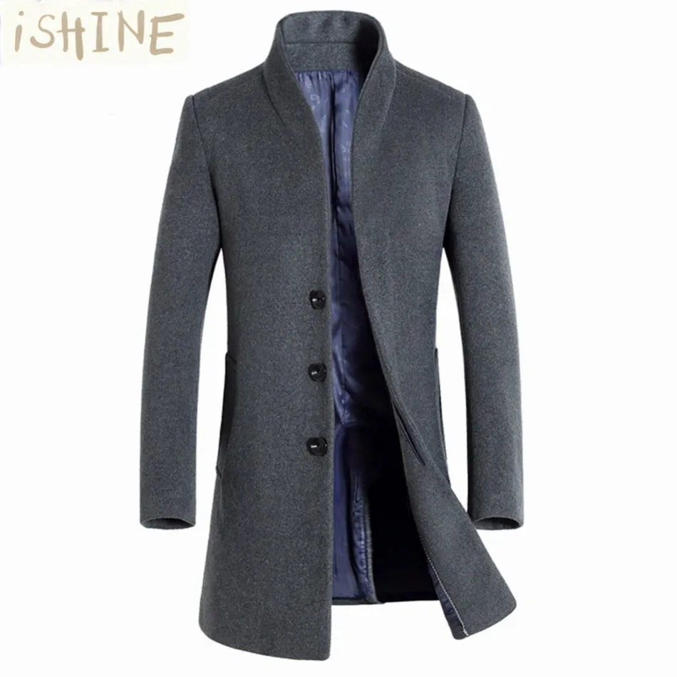 Groothandel- Winter Wol Jas Mannen Lange Secties Dikke Wollen Jassen Heren Casual Mode Jas Casaco Masculino Palto Peacoat Overjas