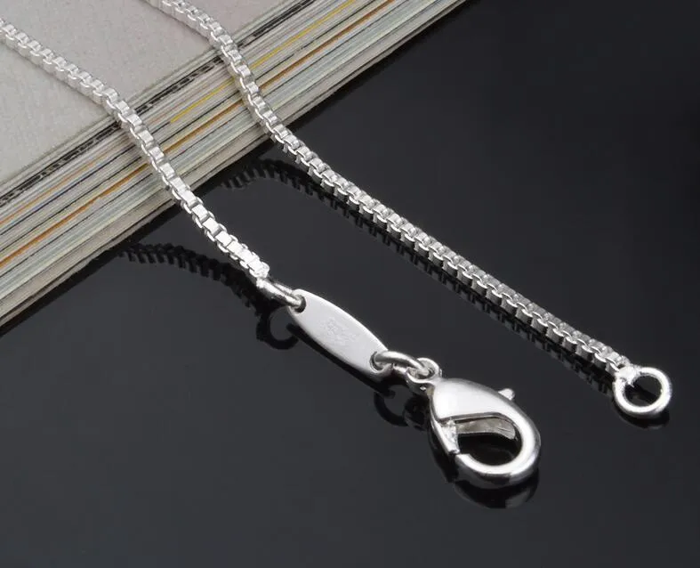 Man woman Necklace 925 sterling Silver 2MM Box Chain Necklace 16inch/18inch/20inch/22inch/24inch for Pendants