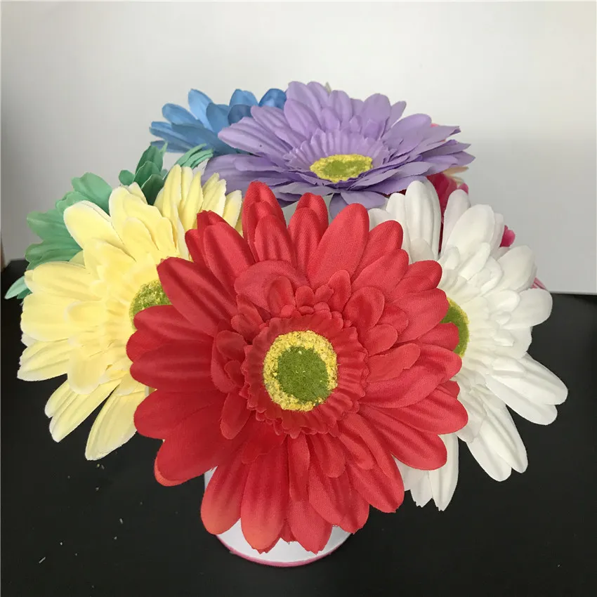 100pcs teste di fiore margherita di seta artificiale 11cm Real Touch fiori di seta margherita crisantemo girasoli fiori per la decorazione di nozze Patry