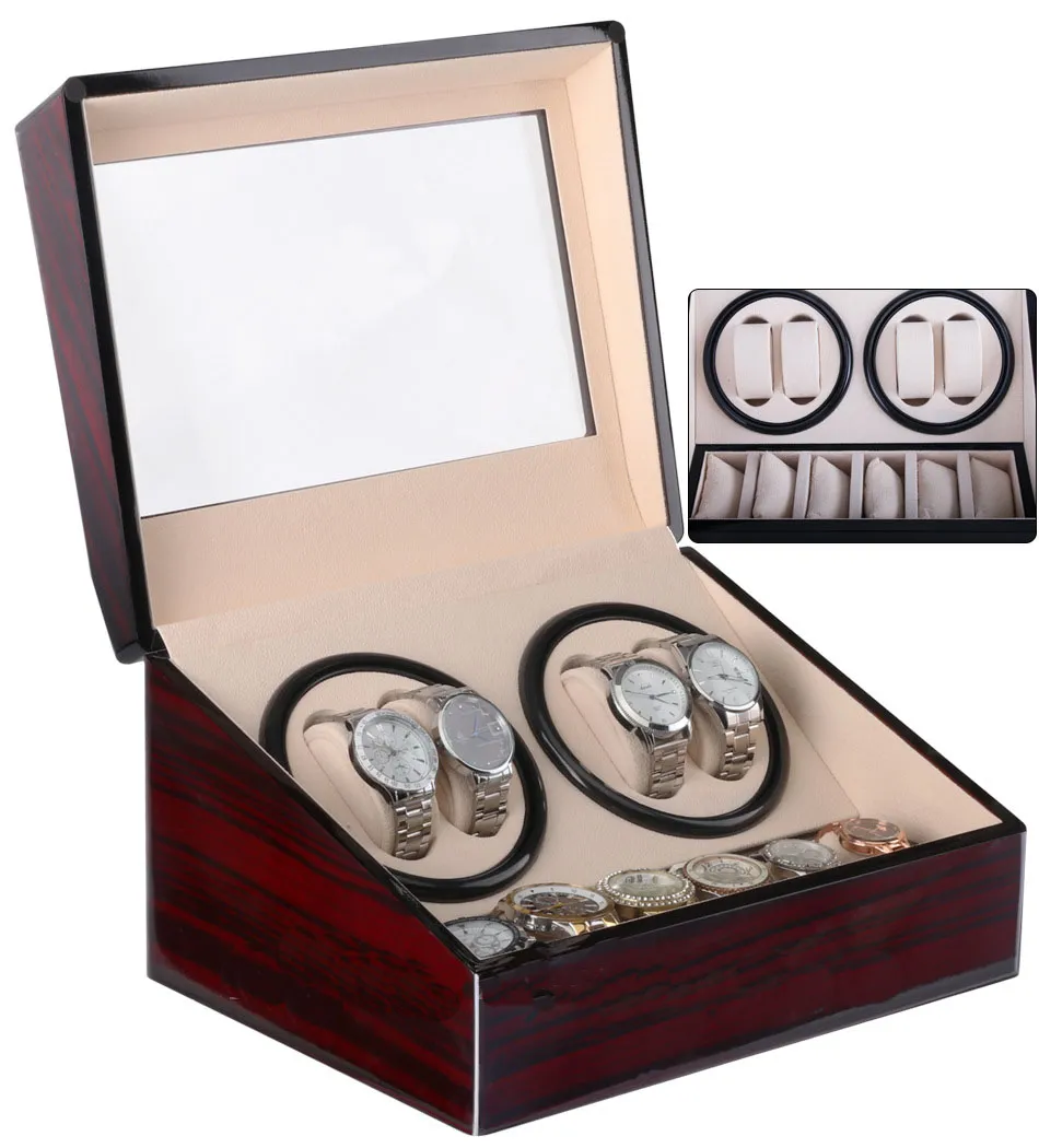 GWatch Winder, Madera Terciopelo Automático Horloge Watch Winder Box Relojes Watch Winder Envío Uhrenbeweger Remontoir Montre Automatique