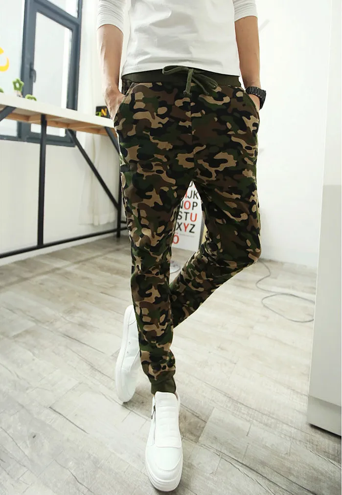 Camo Baggy Joggers Mens Lång Harembyxor Fashion Slim Fit Camouflage Jogging Byxor Män Harem Sweatpants Cargo Byxor För Casual Wear