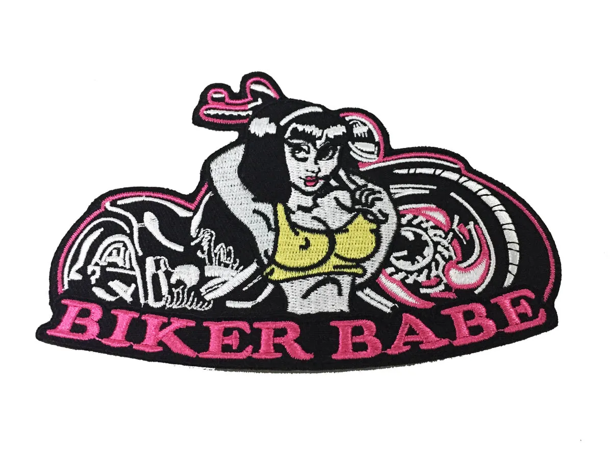 Ny cyklist Babe Motorcykel Ladies Motorcykel Rocker Club MC Front Jacket Vest Embroidered Iron on Sew on Patches 5 Inch Free Ship