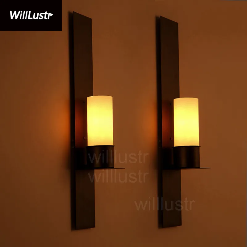 Willlustr Timmeren 및 Ekster 벽 보루 케빈 라일리 촛불 램프 빈티지 젖빛 유리 빛 철 벽 조명