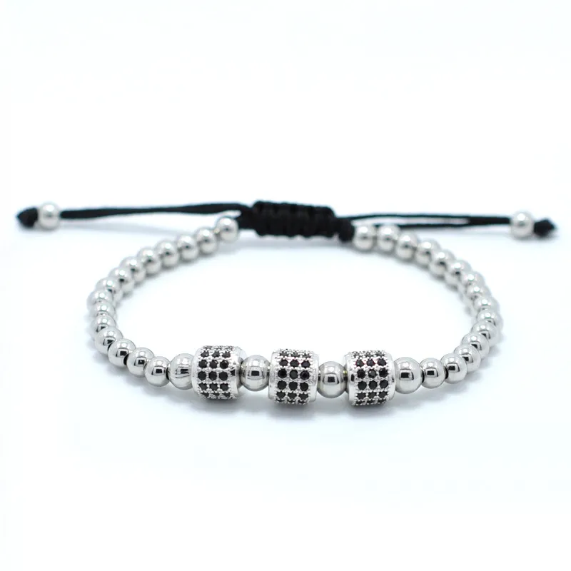 Anil Arjandas Homens Pulseira Micro Pave Preto Cubic Zironia Rolhas Beads Macrame Briading Pulseiras Para O Aço Inoxidável Masculino Jóias