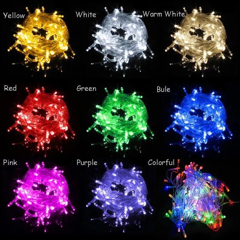 PROMOTION ITEM Big discout 100 LEDs LED String Lights 10M 110V/220V for Clear Wire Christmas decoration With Connector X'mas holiday lights