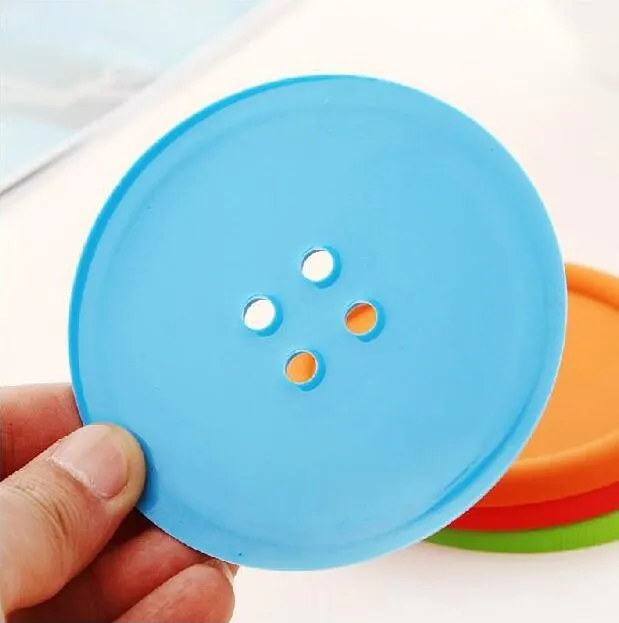 Round Silicone Coasters Button Coasters Cup Mat Hem Dricka Placemat Bordskasse Koppar Kuddar 5 färger