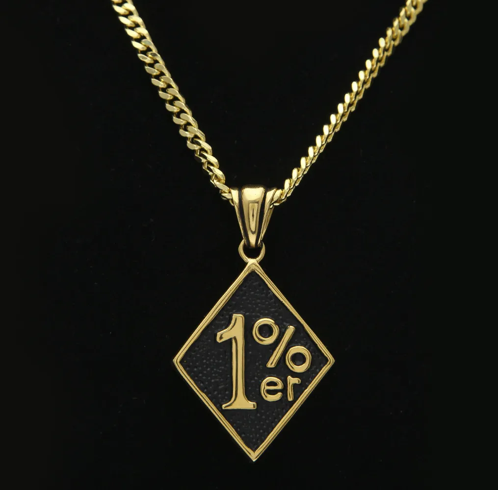 Bijoux à la mode Date Chanceux Numéro 1% er Pendentifs Cool Hommes En Acier Inoxydable Biker Pendentifs Pour Homme Collier