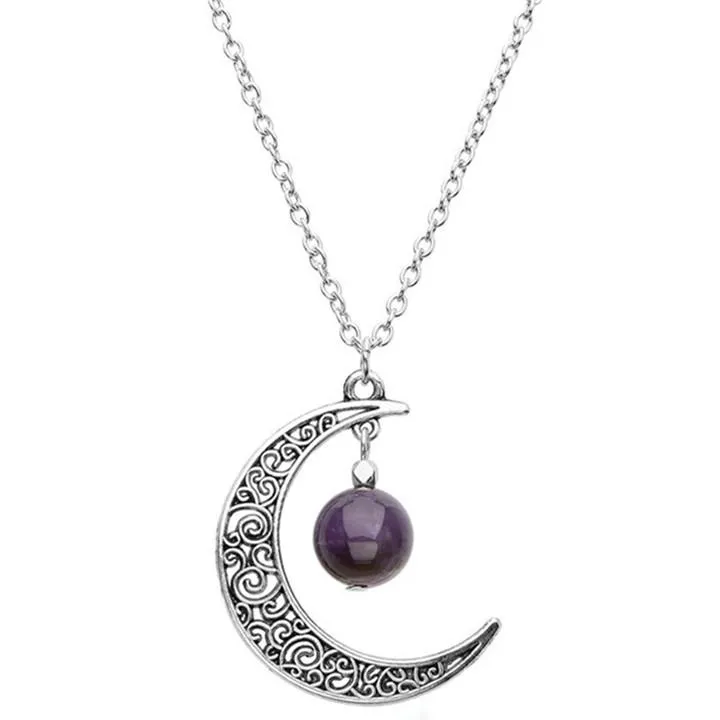 Nuova collana di perline di pietra lavica di cristallo Collana con ciondolo a forma di luna Collane con diffusore di olio essenziale aromaterapia Gioielli il collo