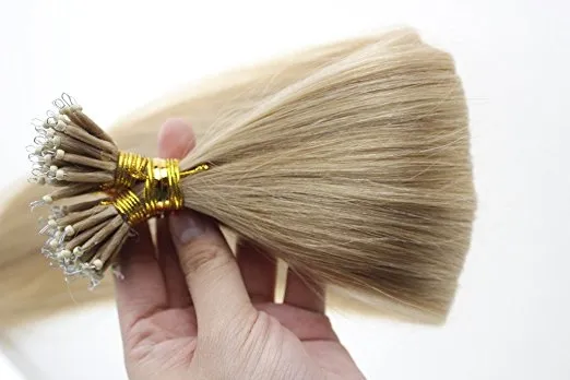 16 '' - 22''Straight Remy Nano Anneau Anneau Extensions de Cheveux Humains avec Nano Anneaux 1g / s 100s # 27 Blond Foncé Couleur