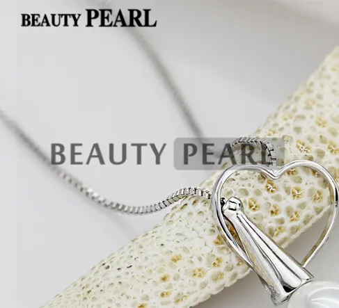 5 peças esterlina 925 caixa de prata cadeia colar de pingente de coração colar de jóias em branco configurações para pérolas