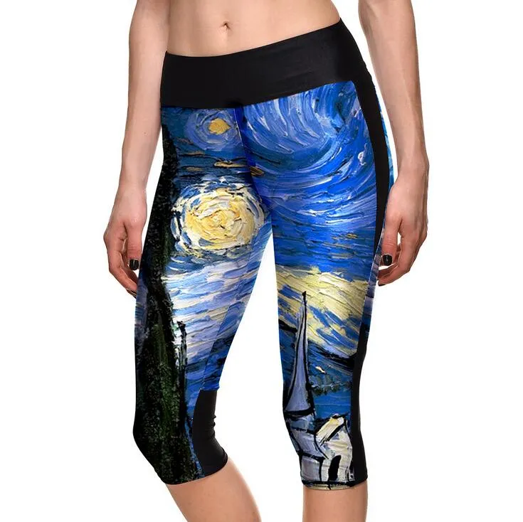 Good A++ New Star Digital Print Galaxy Purple Sexy Sexy Pants Yoga Sports Leggings LW046 Women's Leggings