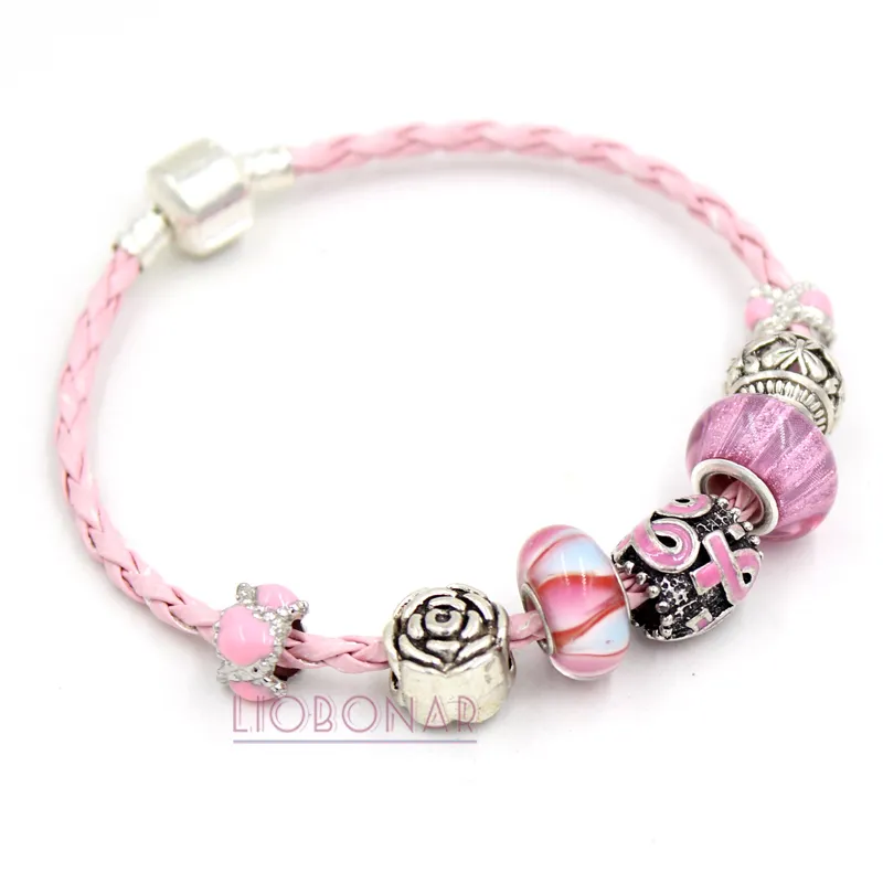 Livraison Gratuite Date Sensibilisation Au Cancer Du Sein Bijoux Européenne Perle Style Cancer Du Sein Rose Ruban Bracelet En Gros