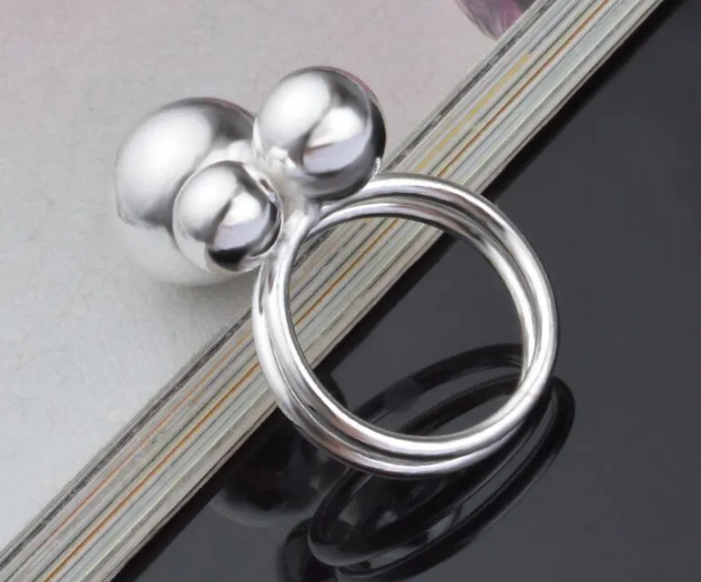 2017 varm försäljning plätering 925 sterling silver överdrift 20mm pärla öppning ring charms mode smycken 10st / 