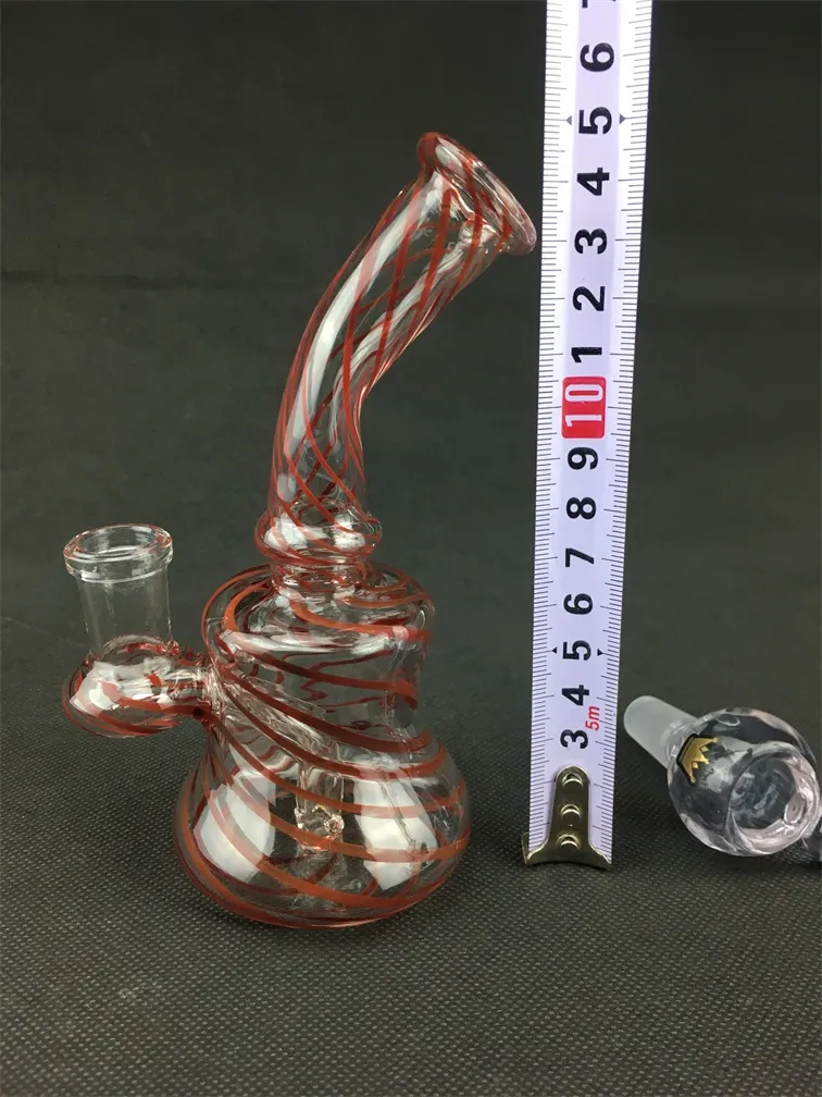 Glass hookah red stripe oil drilling rig smoking set pipe bong 14mm joint factory direct price concessions