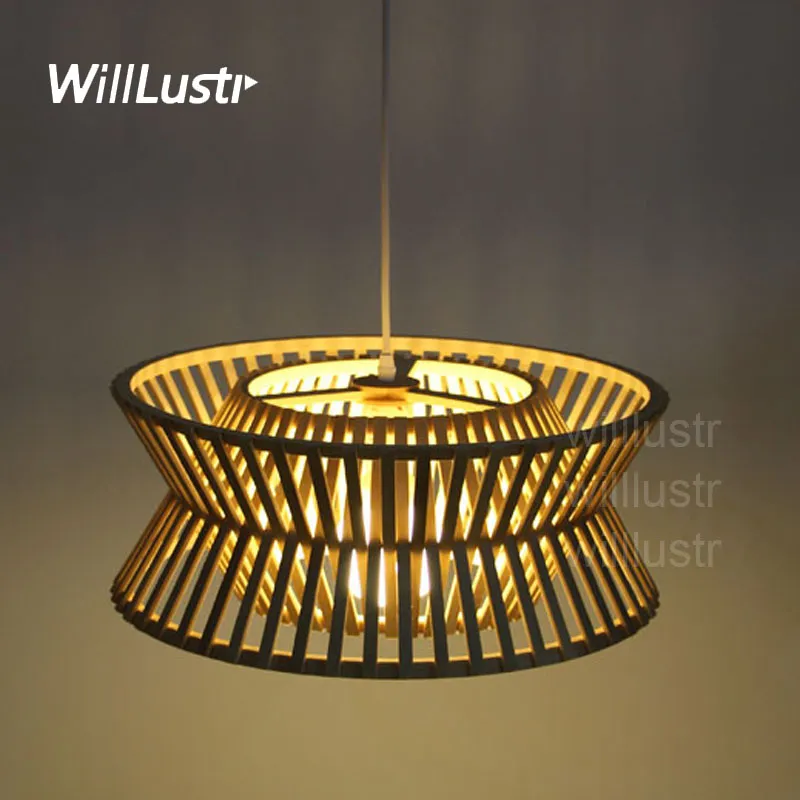 willlustr bamboo pendant lamp wood suspension light modern designer zen lighting pastoral hotel restaurant nordic mall