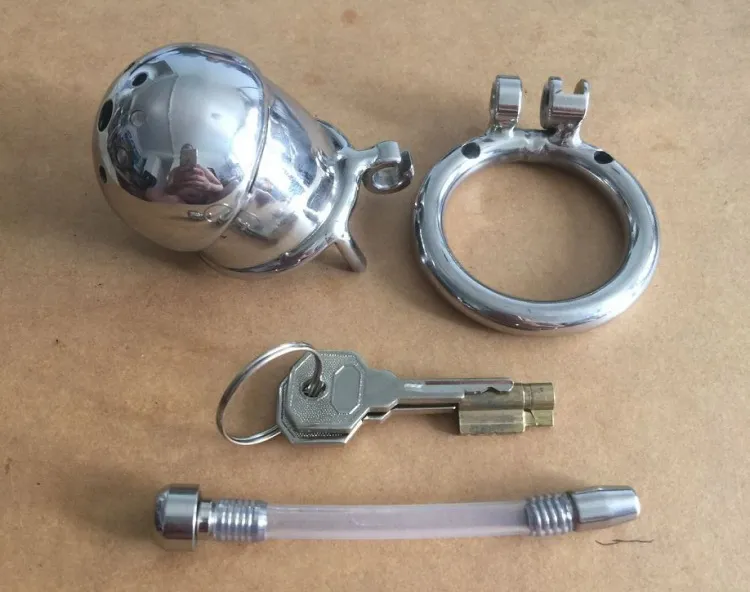 Stainless Steel Chastity Device BeltWith Urethral Sounds Catheter And Ring Size Cock Cage