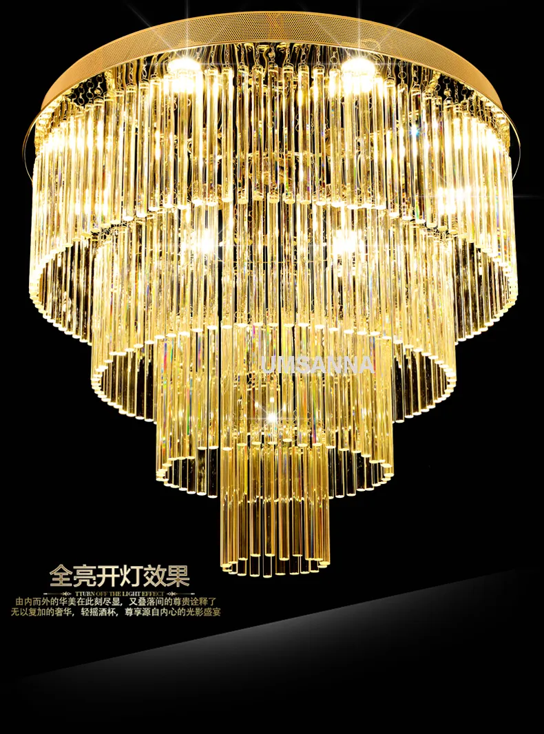 Américain K9 Lustres En Cristal LED Lustre Moderne Luminaire Multi Cercles Maison Éclairage Intérieur el Hall Lobby Parlour Cr262d