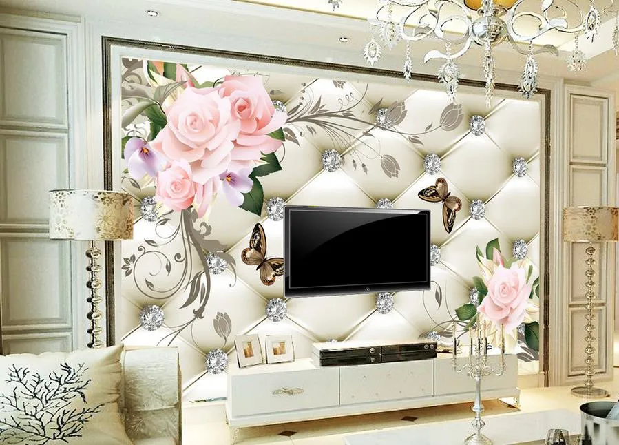 European flower blooming soft bag background wall murals mural 3d wallpaper 3d wall papers for tv backdrop