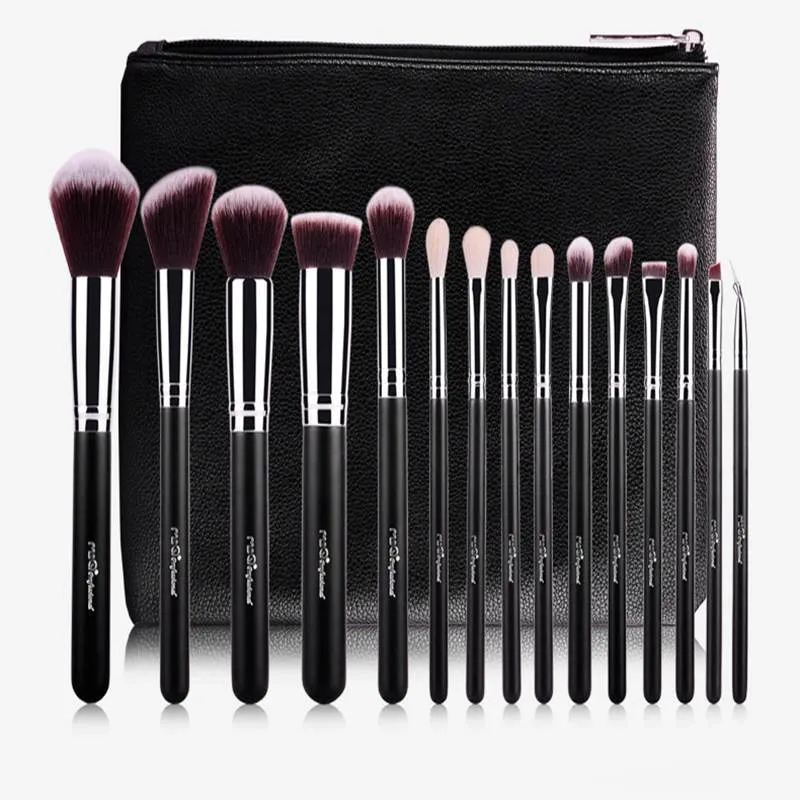 MSQ 15pcs Pennelli per trucco professionale Set pennelli per trucco Capelli sintetici di alta qualità / peli di CAPRA con custodia in pelle PU per la bellezza