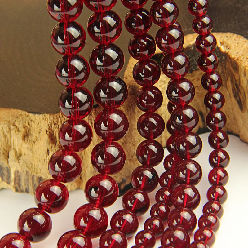 Wine Red Glass Beads Wholesale Imitation Round Loose Beads For