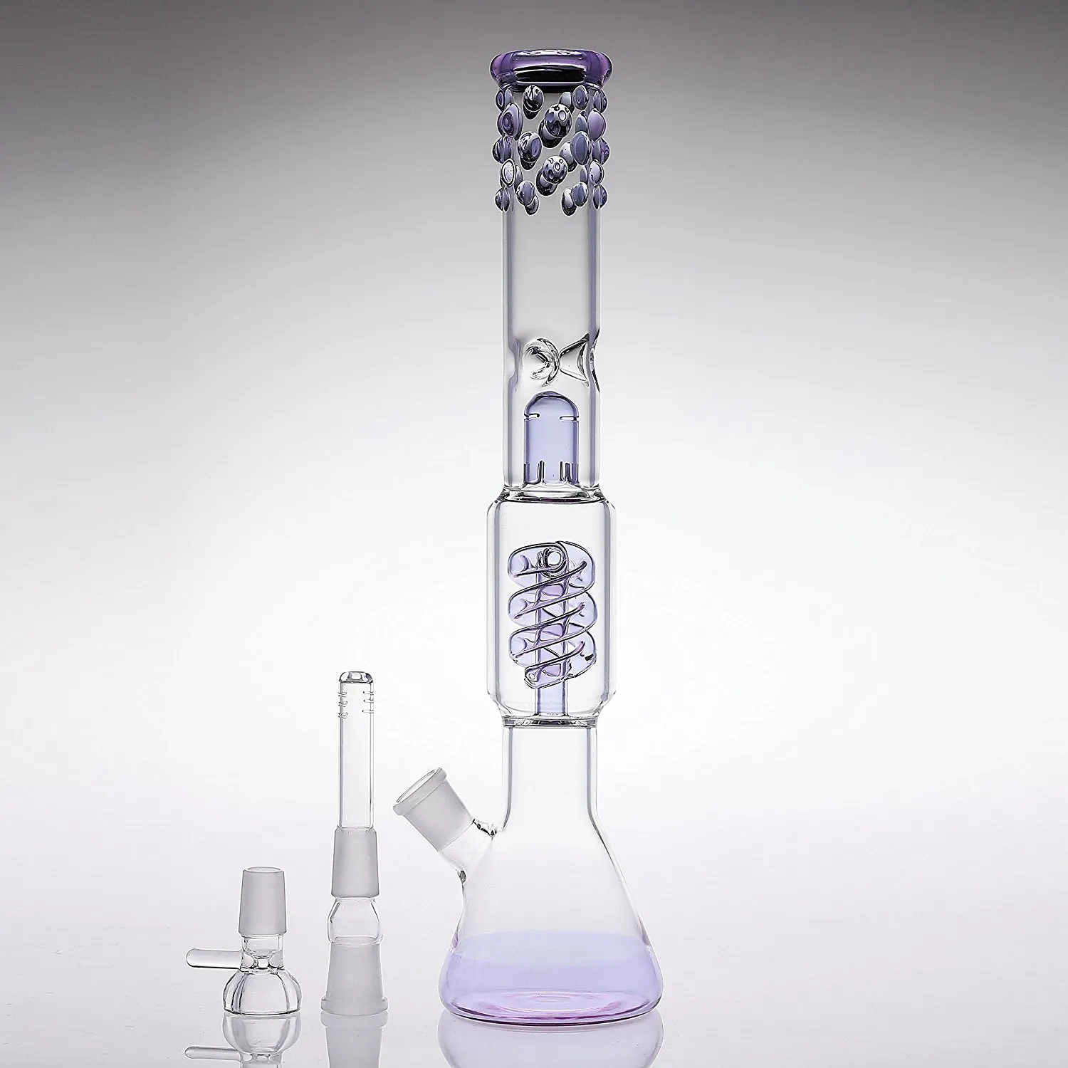 Новый стакан воды трубы стекла ручной работы для нефтяных вышек высотой 38см фиолетовый бонги с 14,5 совместного размера