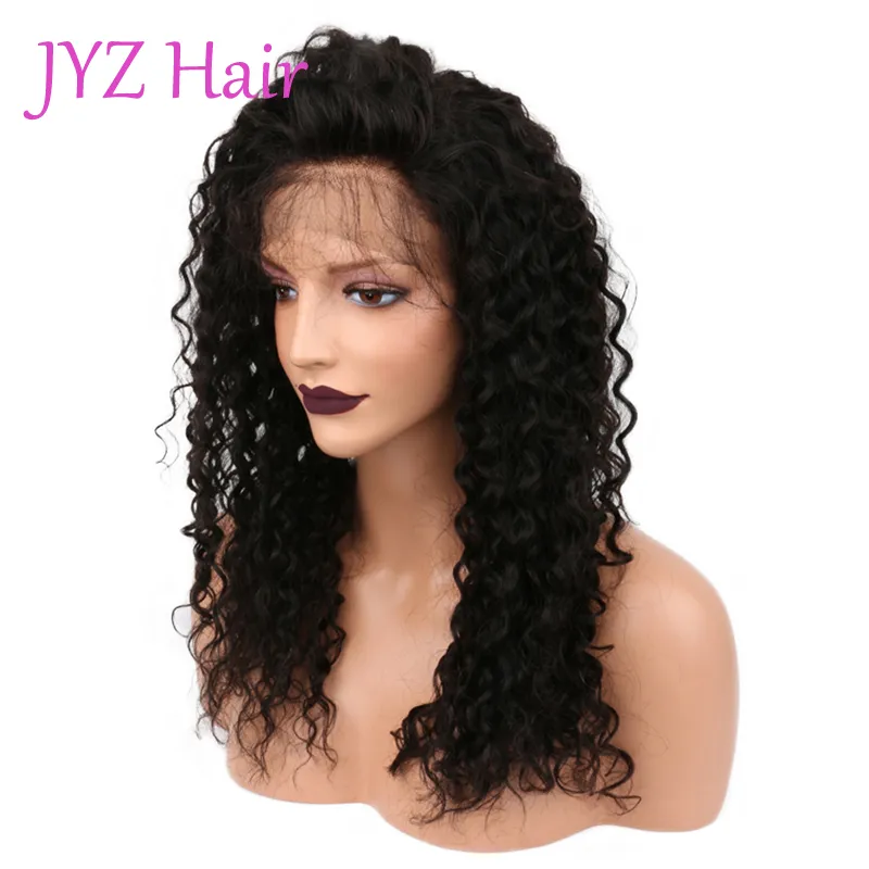 Glueless Full Lace Human Hair Wigs Kinky Curly Natural Color Peruvian Brazilian Malaysian Indian Mongolian Lace Front Wigs With Baby Hair