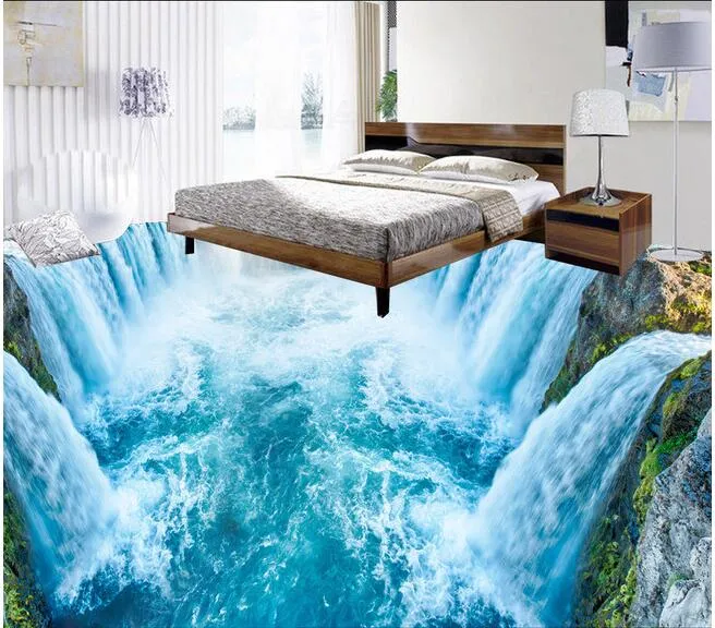 Papier Peint Panoramique Cascade 3D – Autocollant Mural Paysage
