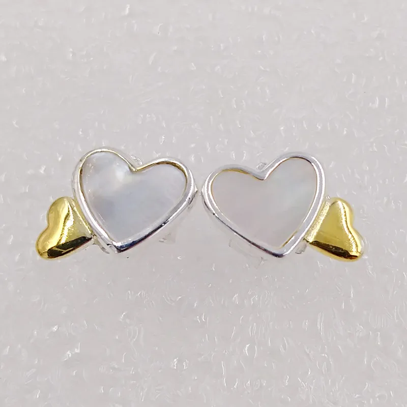 Luminous Hearts Studs Authentic 925 Srebrne koraliki pasują do europejskiego pandora w stylu biżuterii Naszyjnik Andy Jewel 290697MOP