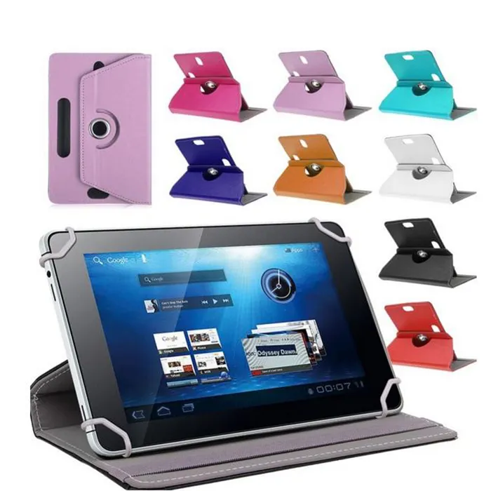 Universal 360 degree rotationg tablet pu leather case stand back cover for 7-9 inch fold liop case with build in buckle