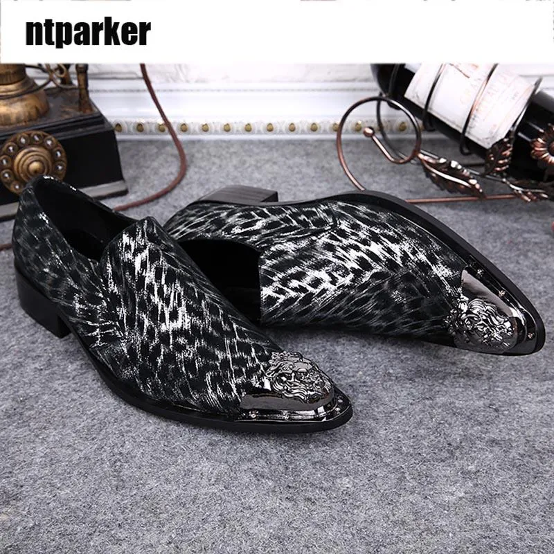 Ntparker Yiron pointe de chaussures en cuir pour homme version coréenne de l'afflux de chaussures de coiffeur de boîte de nuit de personnalité masculine