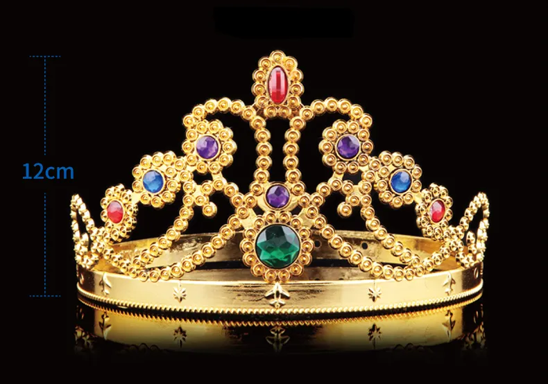 Gold Silver Luksusowy Król Królowa Korona Moda Party Kapelusze Opona Prince Księżniczka Korony Urodzinowe Party Hat Gold Silver