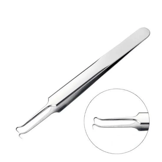 Cravo Removedor de Acne Pincel de Aço Inoxidável Pinça Curva Blemish Extractor Ferramenta para Remover Comedões Whitehead Cravo Acne Espinha