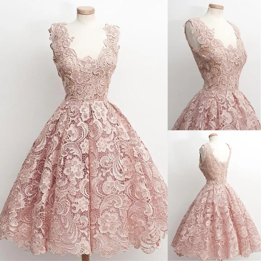 Прекрасный кружева Scoop Deckline A-Line Homecoming платья ню розовый короткий коктейль платье иллюзия назад vestidos de fiesta baratos
