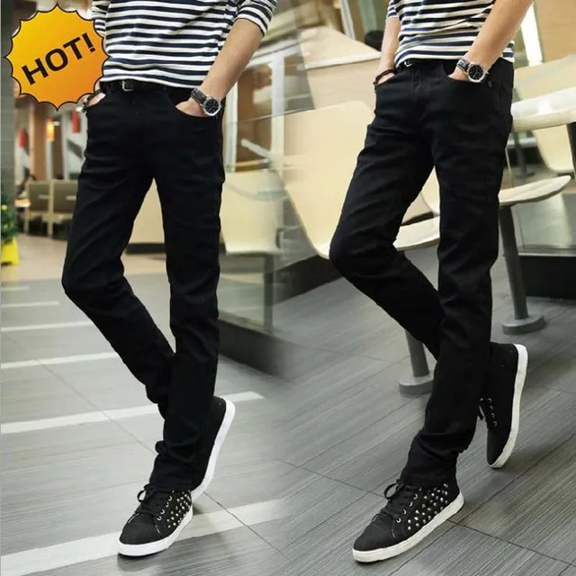 Moda 2017 Indoor Casual Skinny Jeans Homens Adolescentes Pretos Calças Lápis Stretch Calças Perna Ocasional Meninos Hip Hop Estudante Calças