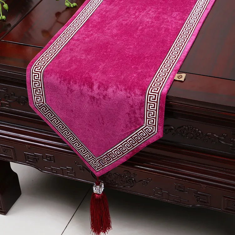 180x33 cm Length Patchwork Lace Table Runner High End Velvet Fabric Decoration Coffee Table Cloth Luxury Dining Table Mats Protection Pads