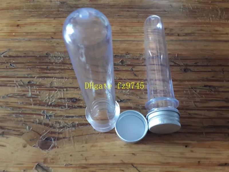 10 pçs / lote Frete Grátis 40 ml tubo de teste de sal de banho transparente máscara PET com tampa de alumínio 40cc tubo de plástico transparente cosméticos