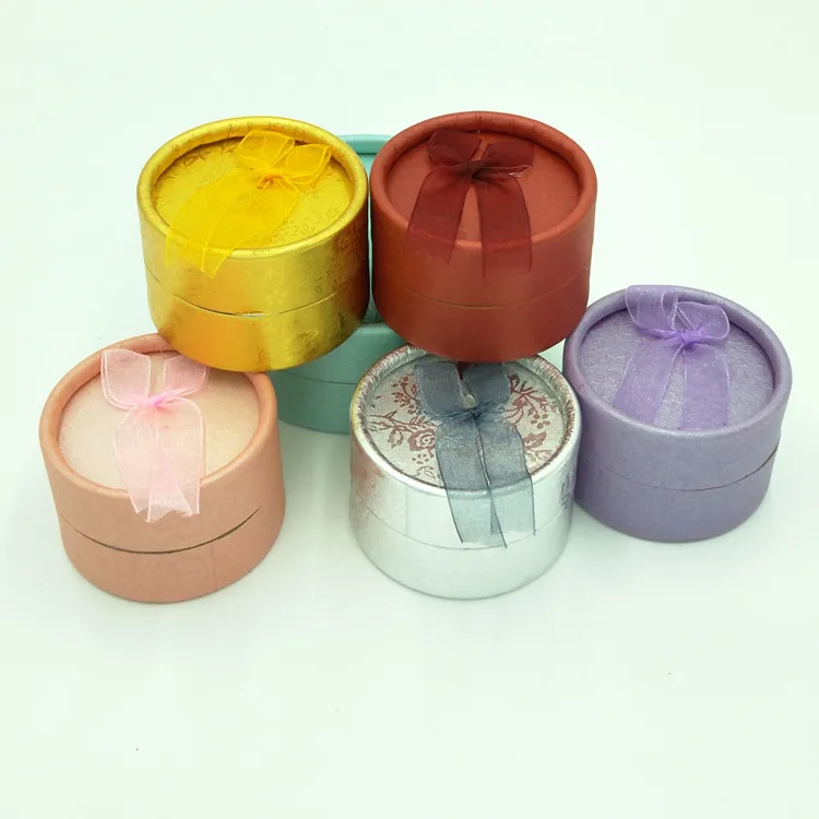 5.5 * 5.5 * 3.5CM multi-color bow small round ring box earrings box gift gift box