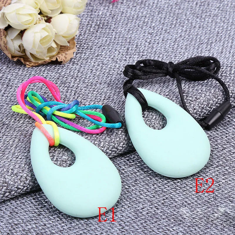 Silicone Teethers Necklaces Baby Teether Toys Food Grade Toddler Soothers Infant Tooth Training Molars Pendant C2547