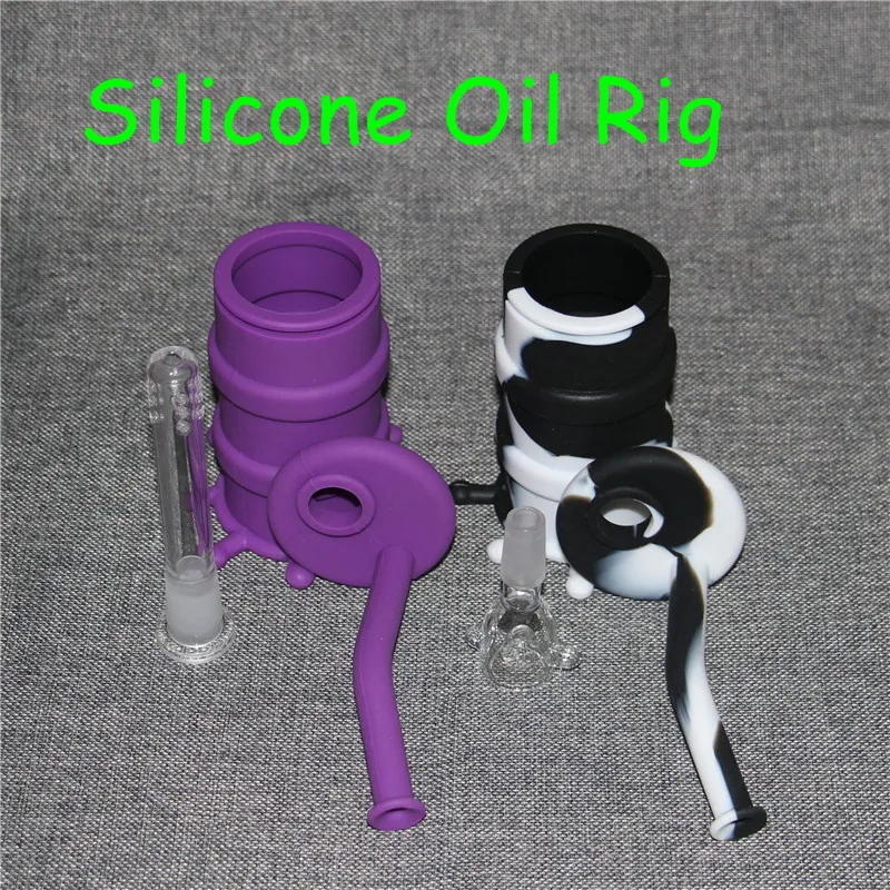 2019 Portable Hookah Silicone Barrel Rigs för rökning Torr ört Unbreakable Water Percolator Bong Rökning Oljekoncentratrör DHL