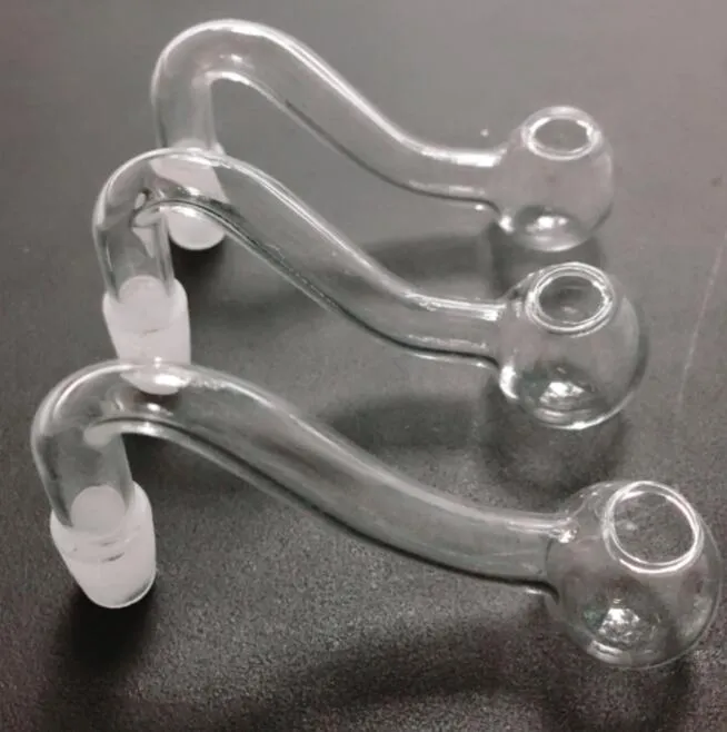 Super 10mm męski Pyrex szkło bezbarwne palnik olejowy Bend Curve fajki wodne do platform wiertniczych Dab Bongs miska do palenia