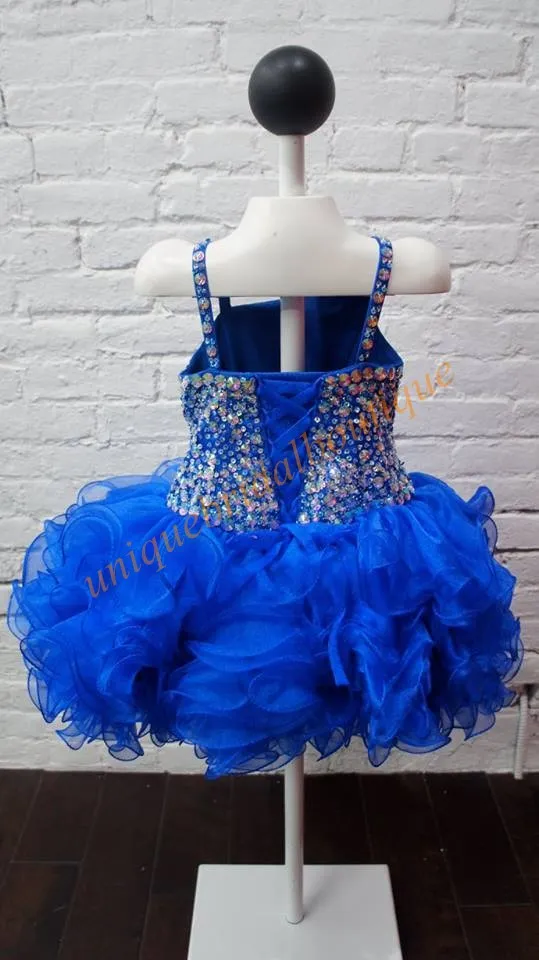 Toddler Pageant Dresses 2021 New Arrival with Lace Up Back and Major Beading Bodice Real Pictures Bling Bling Little Girls Pageant Dress