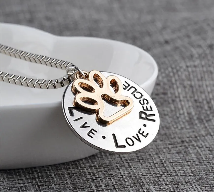 2018 pendentif collier estampillé à la main personnalisé refuge pour animaux de compagnie sauvetage patte impression chat chien amant