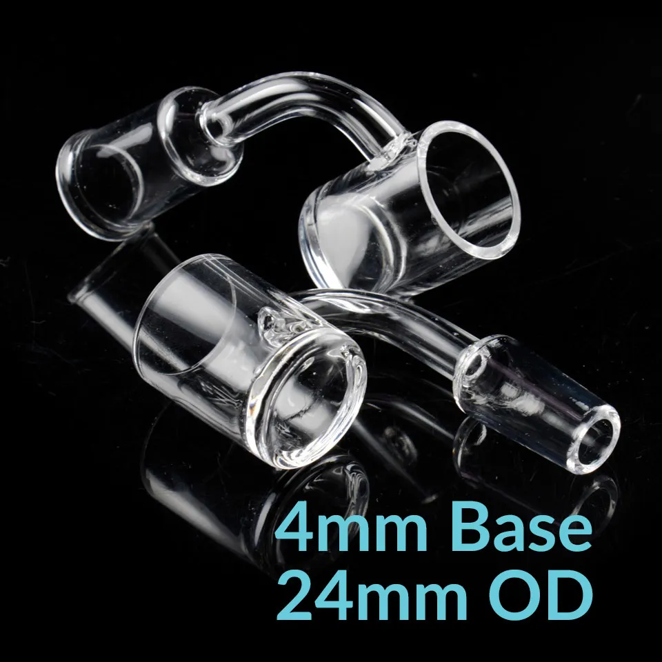 Banger à quartz à dessus plat 4 mm fond XL 24 mm OD femelle mâle 10 mm 14 mm 18 mm 45° clous sans dôme narguilés pour fumer pipe eau bong