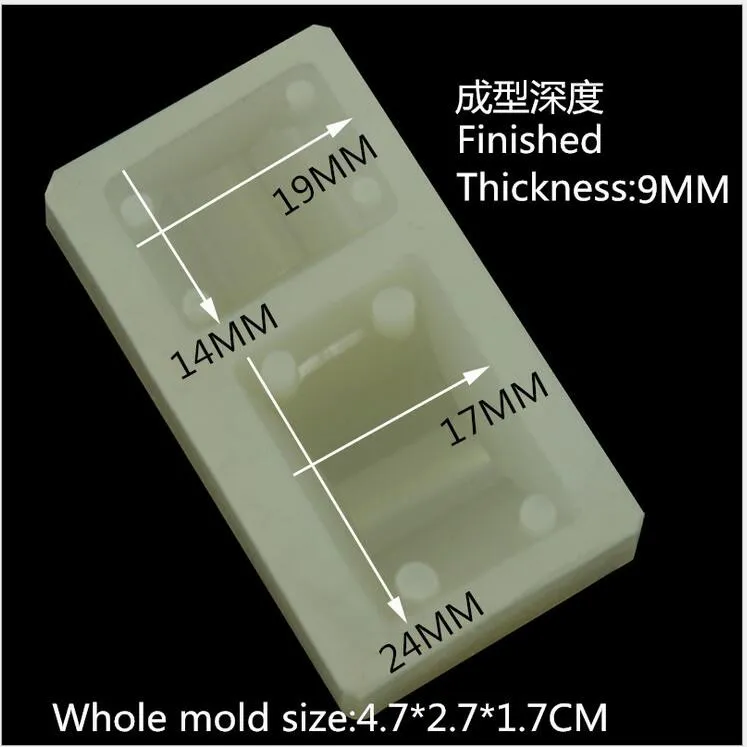 Rectangle Cabochon Silicon 4 Holes Mold Mould Epoxy Resin Jewelry Pendant Bracelet Making