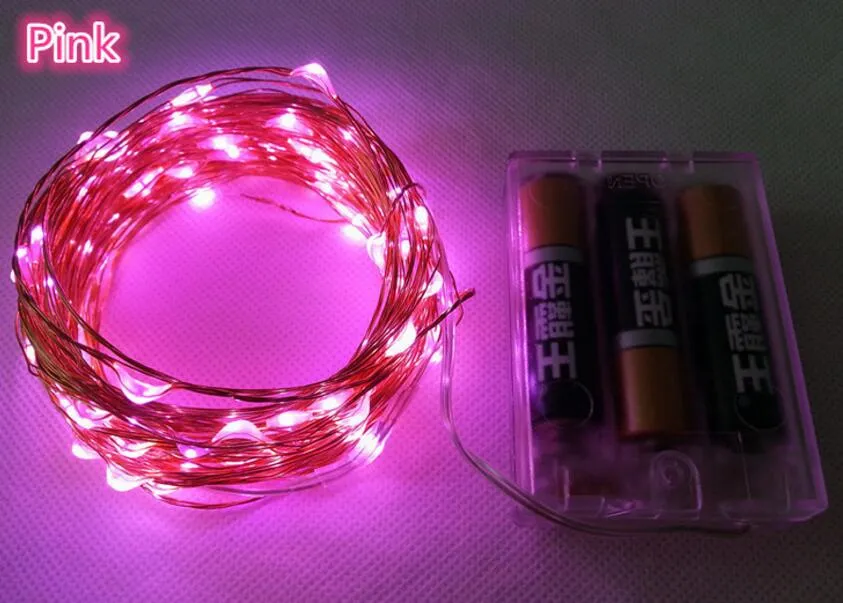 LED -snaren 4.5V 2m 20 LED's/3M 30 LEDS/4M 40 LEDS Batterij bediende LED koperdraad String Fairy Lighting voor kerstfeest trouwdecoratie