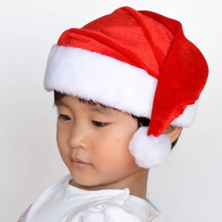 Hoogwaardige kerstmuts Volwassen Kerstfeest Cap Red Pluche Hoed voor Santa Claus Kostuum Kerstdecoratie Gift WA1499