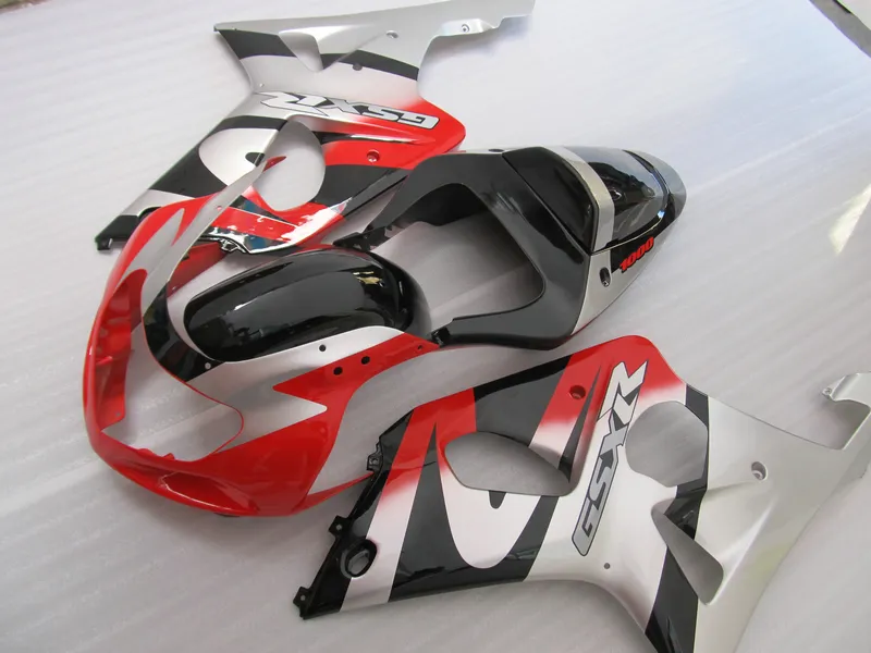 Motorcycle Fairing Kit para Suzuki GSXR1000 00 01 02 Prata Red Black Feedings Set GSXR1000 2000 2001 2002 OT05