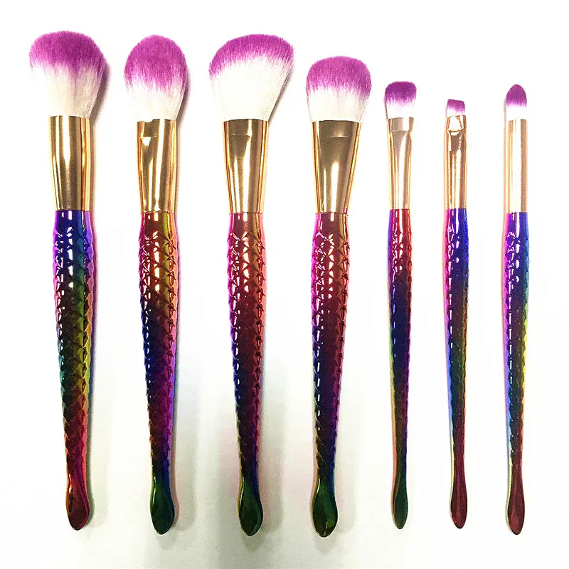 Sirène Brosse Spirale Pinceaux De Maquillage Ensemble Crème Visage Puissance Maquillage Brosse Outil Multi-usages Beauté Cosmétique 7pcs / set Rainbow Brush Kit gratuit dhl